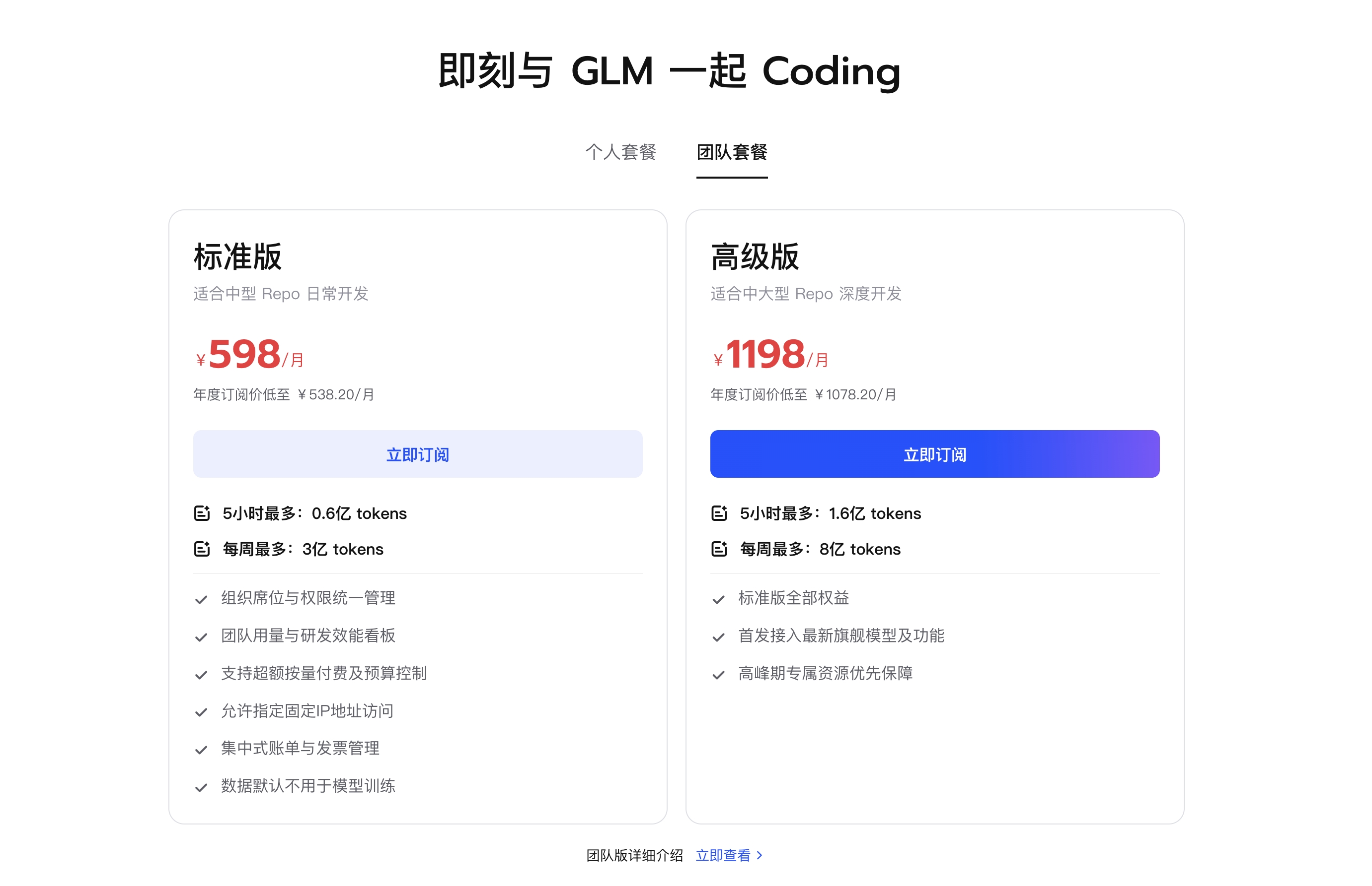 Team Plan Pricing
